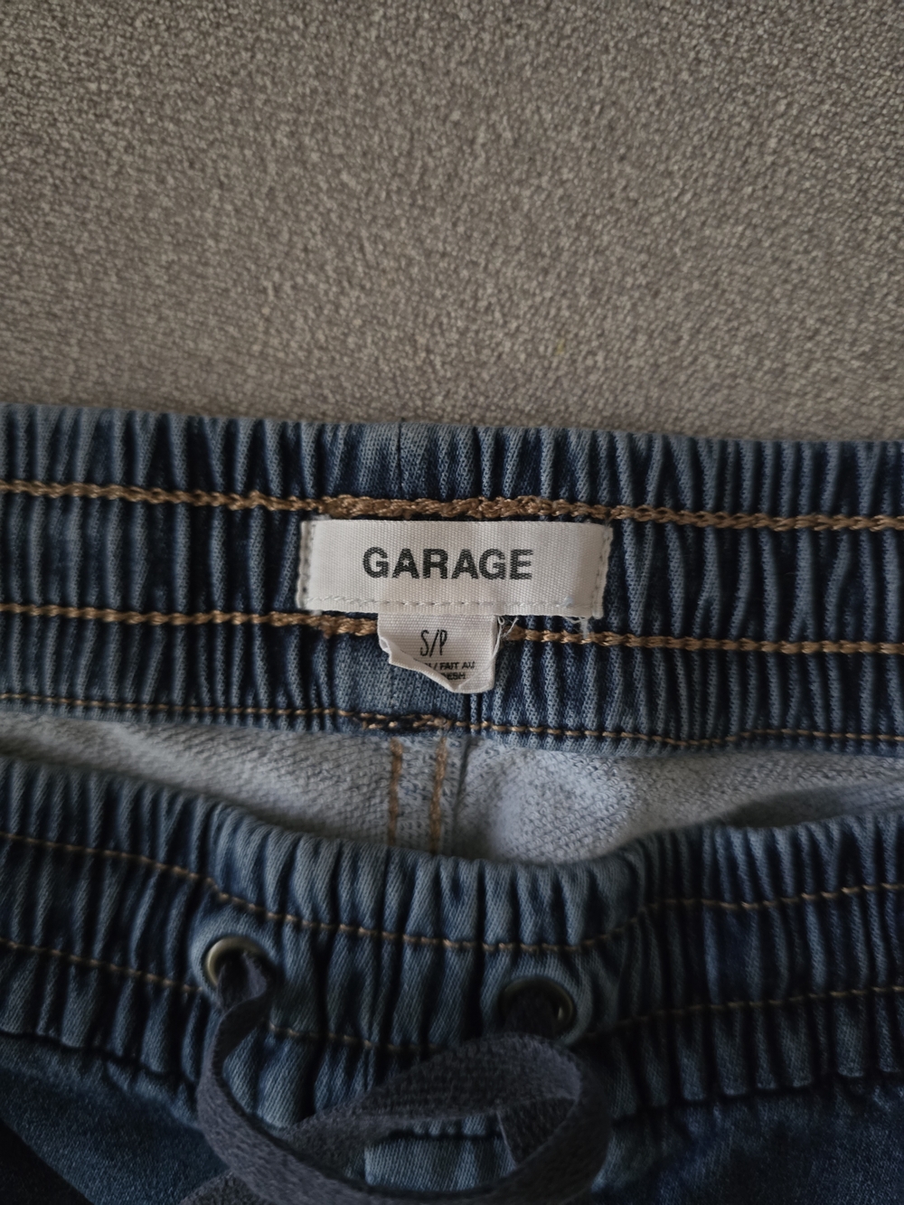 GARAGE Elastic Waist Denim Joggers - Blue